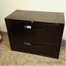 Global Black 2 Drawer Lateral File Cabinet, Locking